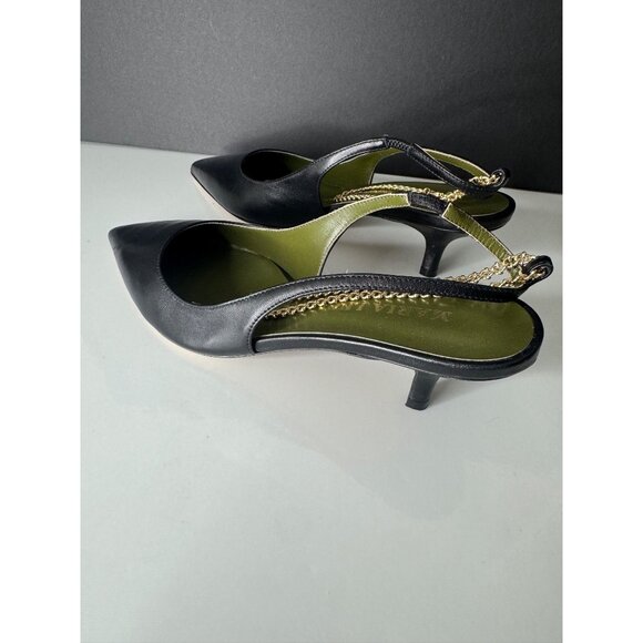 New Maria Luca Felicia Slingback Pump Black Leather Chain Anklet EU 36 US 6 - Picture 8 of 11